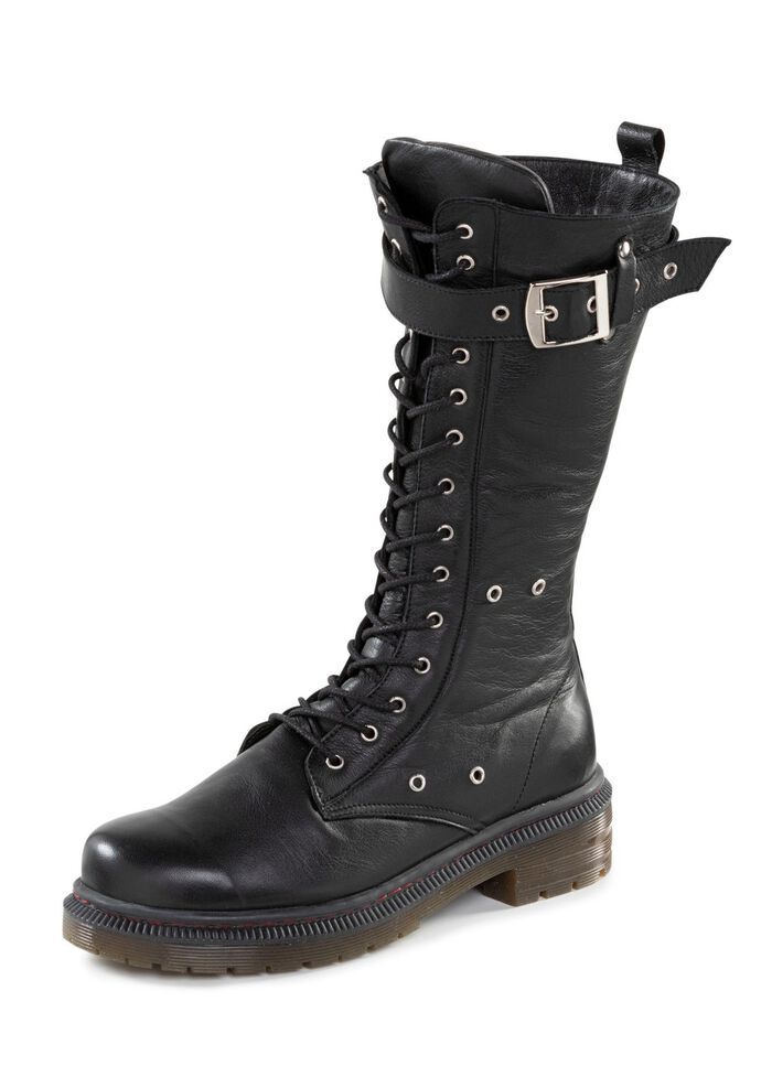 Andrea Conti Schn&uuml;r-Stiefel mit verstellbarer Schlie&szlig;e SCHWARZ