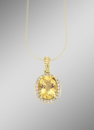 Anhänger mit echt Citrin und synthetischen Zirkonia 