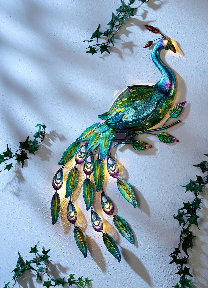 Pfauen-Wandbild mit LED-Beleuchtung 