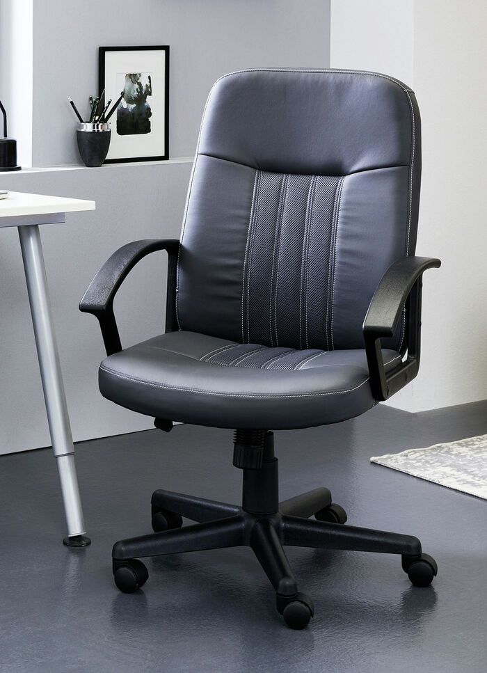 Chefsessel mit hochwertigem Kunstlederbezug ANTHRAZIT-GRAU