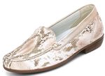 Waldl&auml;ufer Mokassin-Slipper mit Reptilpr&auml;gung ECRU-GOLD