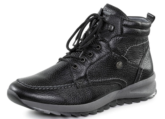 Waldläufer Schnür-Boot aus Hirsch-Nappaleder SCHWARZ