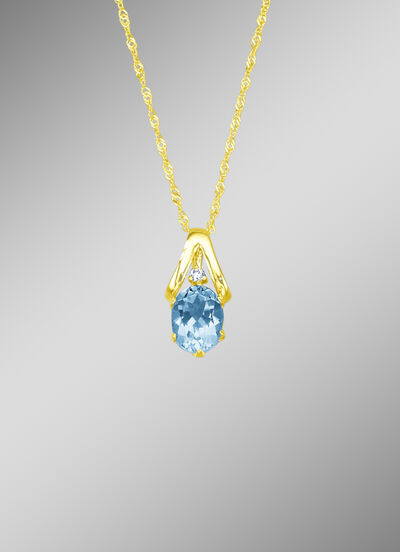 Anhänger mit Singapurkette, mit echt Blautopas und synth. Zirkonia 