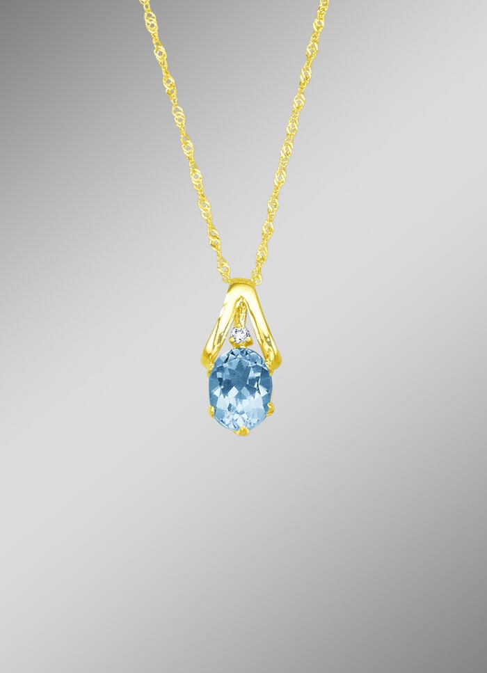 Anhänger mit Singapurkette, mit echt Blautopas und synth. Zirkonia 