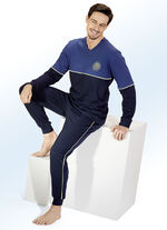 Schlafanzug mit V-Ausschnitt und Druckmotiv 