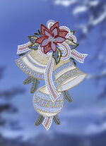 Fensterbild Glocken mit Kugel aus Plauener Spitze 