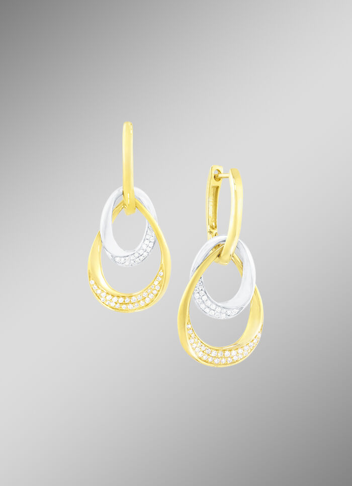 Eleganter Bicolor-Ohrring mit 98 Brillanten 