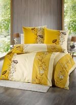 B&uuml;gelfreie Seersucker Bettw&auml;sche-Garnitur GELB