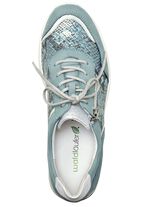 Waldläufer, bequeme Damen-Schnürschuhe, Weite H, mit herausnehmbarem Fußbett BLEU-MATTSILBER