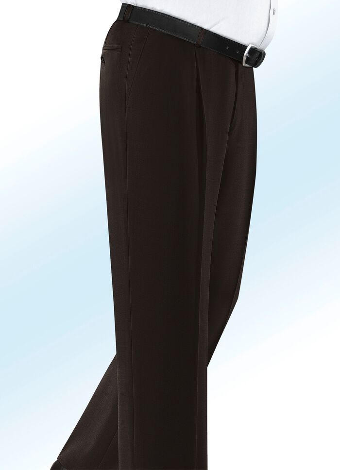 "Klaus Modelle"-Unterbauch-Hose mit Bundfalten DUNKELBRAUN