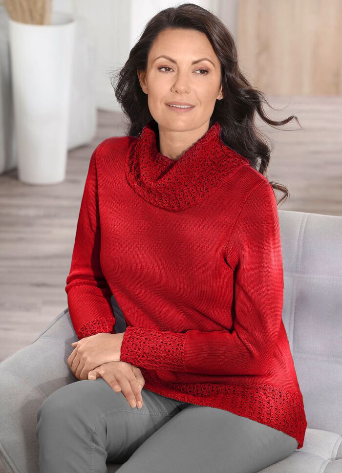 Pullover mit Schurwolle   ROT