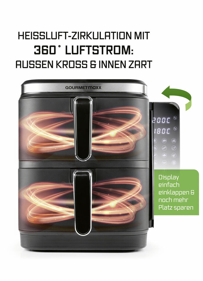 Digitale Doppelkammer-Heißluftfritteuse „FryUP“ GRAU