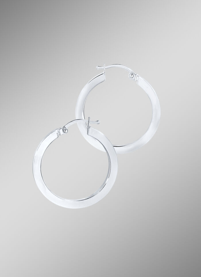 Hochgl&auml;nzende Creolen aus Wei&szlig;gold 