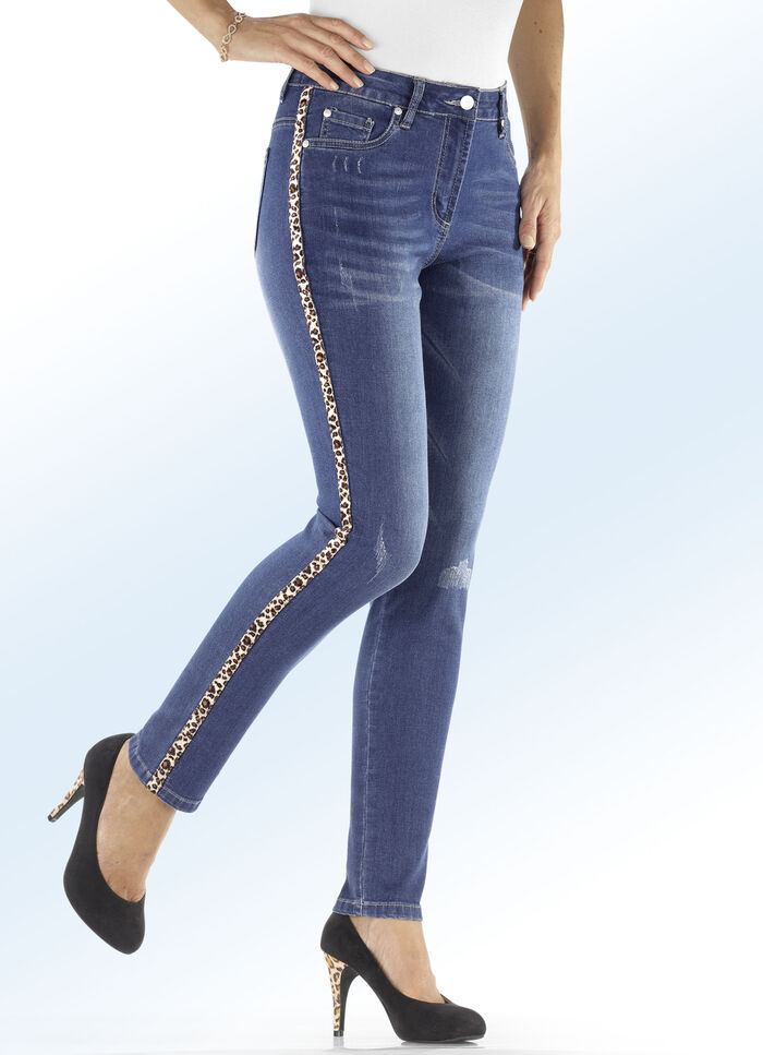 Jeans mit angesagtem Zierband JEANSBLAU