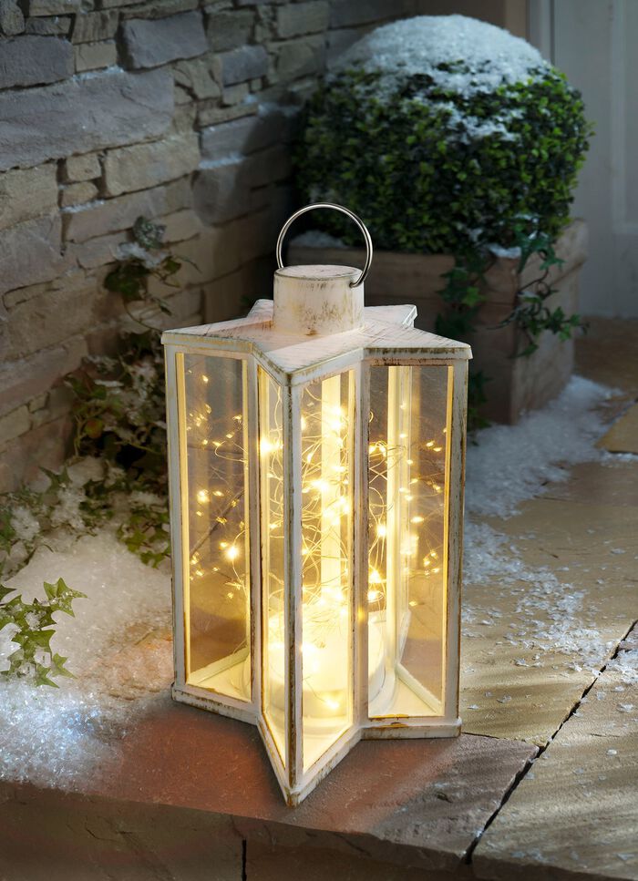 LED-Laterne Stern zum H&auml;ngen oder Stellen CREMEWEISS
