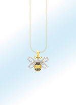 Anh&auml;nger Biene mit gelben, schwarzen und wei&szlig;en Diamanten 