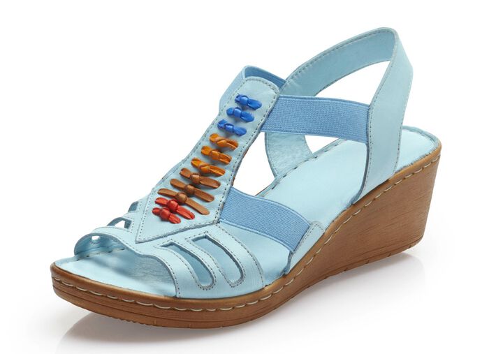 Gemini Sandalette mit bunten Lederdurchz&uuml;gen HELLBLAU