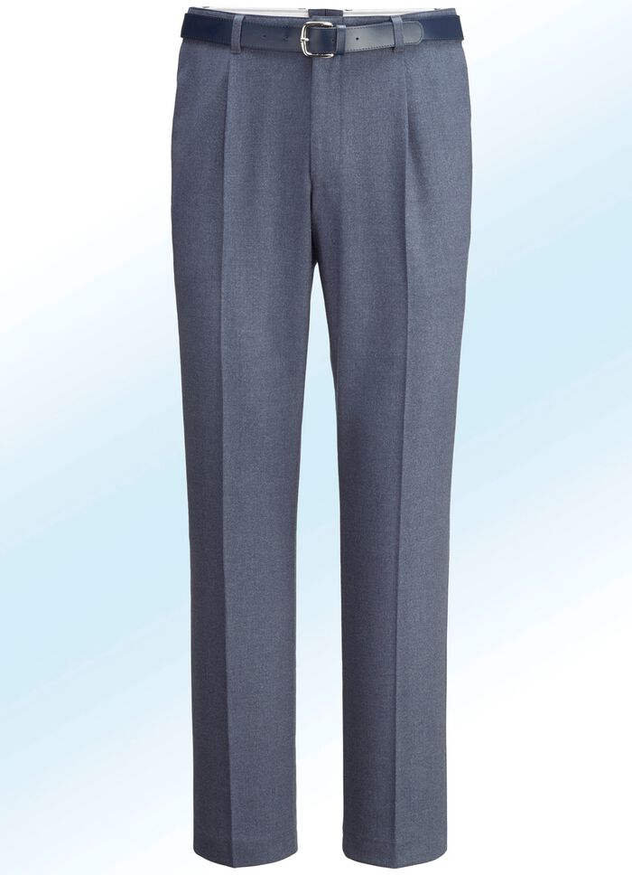 Melierte Hose in 4 Farben mit Bundfalten RAUCHBLAU