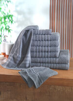 Frottier-Set, 10-teilig, mit Bordüre und Kordelaufhänger ANTHRAZIT