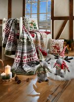 Kissenbezug mit Rentierpaar in Samtoptik GR&Uuml;N