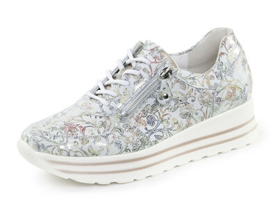 Waldläufer Sneaker aus floral bedrucktem Nubukleder 