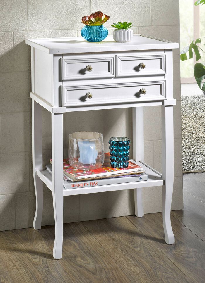 Beistelltisch mit Schubladen und Metallgriffen WEISS