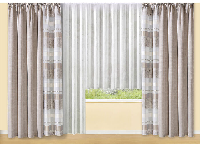 Store mit &Ouml;ko-Soft-Bleileinen-Abschluss WEISS-BEIGE