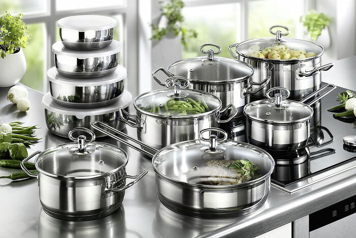 20-teiliges Topf-Set aus rostfreiem Edelstahl 
