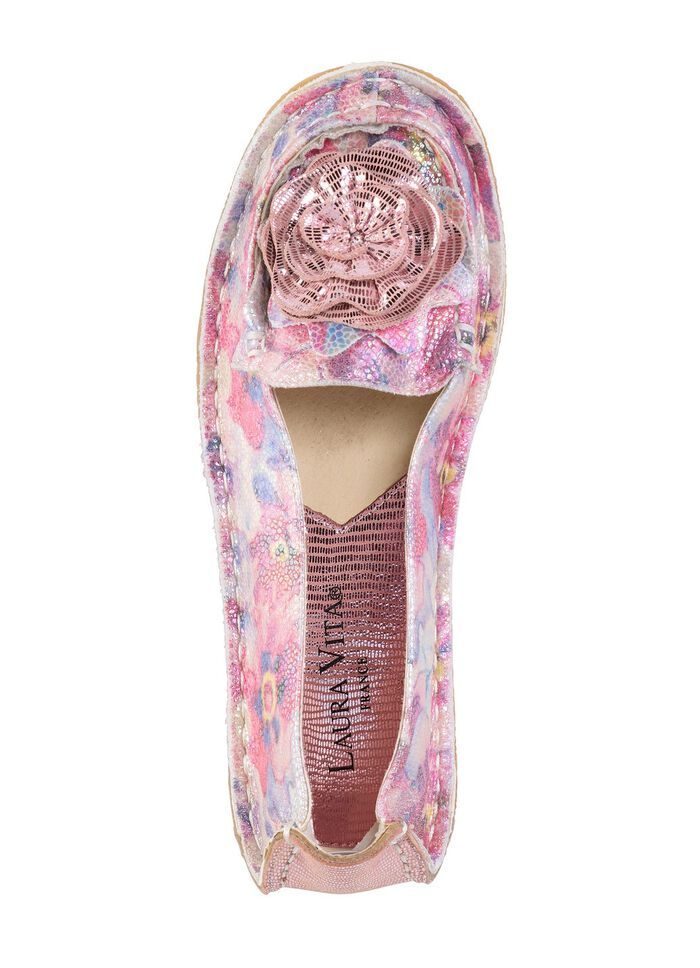 Laura Vita Ballerina mit Lederbl&uuml;te PINK-MULTICOLOR