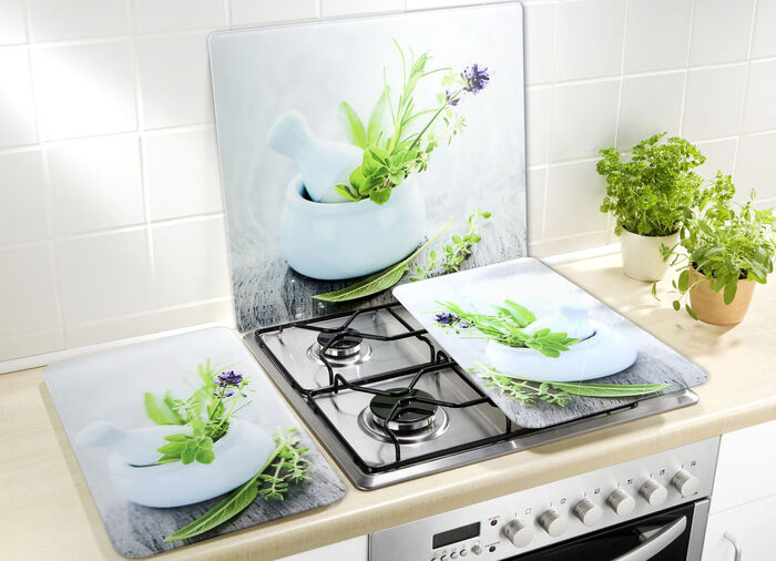 Herd-Abdeckplatten im 2er-Set aus Glas 
