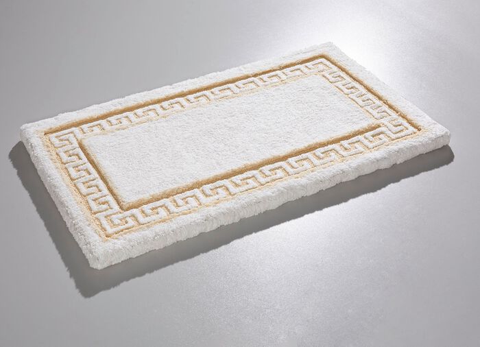 Badgarnitur mit M&auml;ander-Bord&uuml;re WEISS