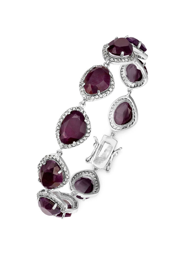 Armband mit echt Rubin und echt Wei&szlig;topas 