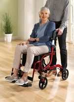 Rollator, auch als Rollstuhl nutzbar ROT