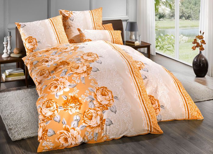 Bettw&auml;sche-Garnitur bezaubernde Rosendessin 