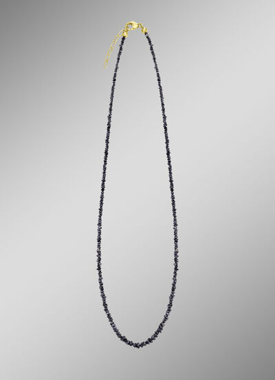 Außergewöhnliche Halskette mit Roh-Diamanten in Dunkelgrau 