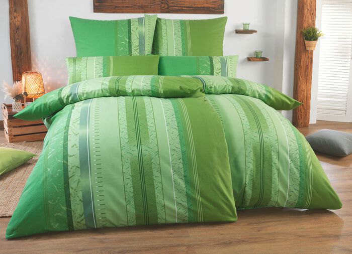 Florella Bettw&auml;sche-Garnitur aus Flausch-Biber GR&Uuml;N