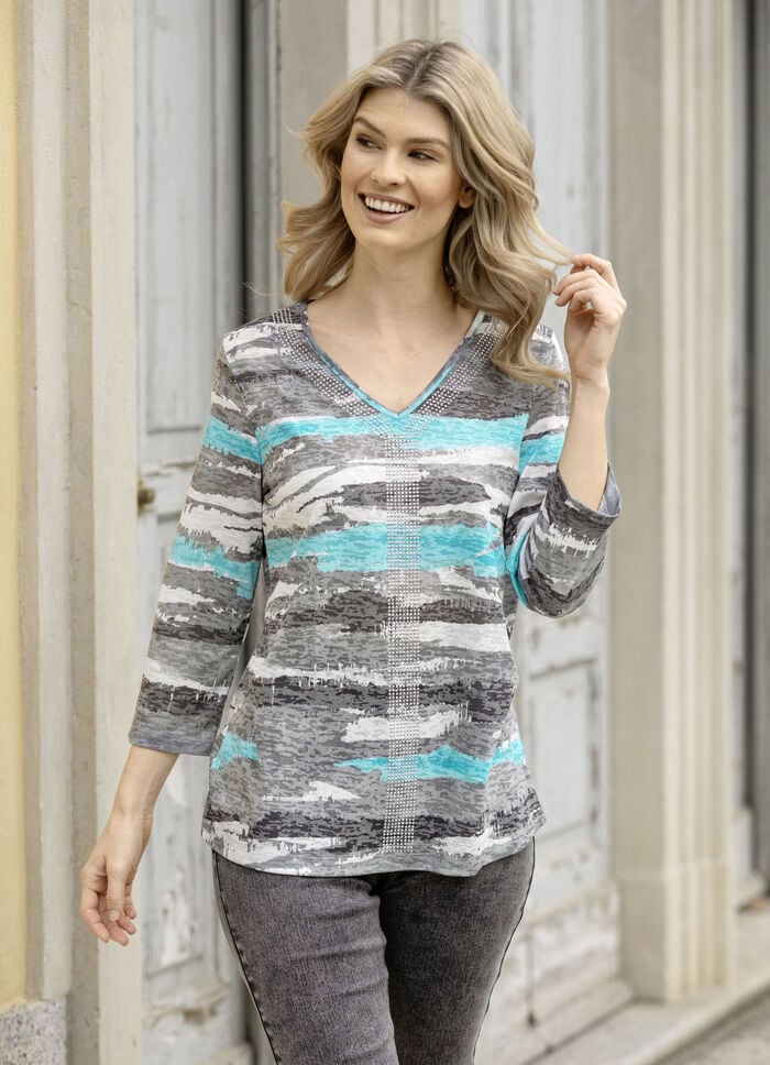 Shirt mit silberfarbenen Zierplättchen 