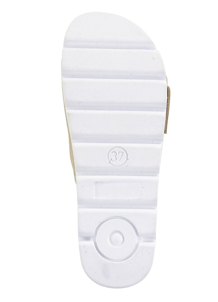 ELENA EDEN, trendige Damen-Pantoletten, aus Leder SAND