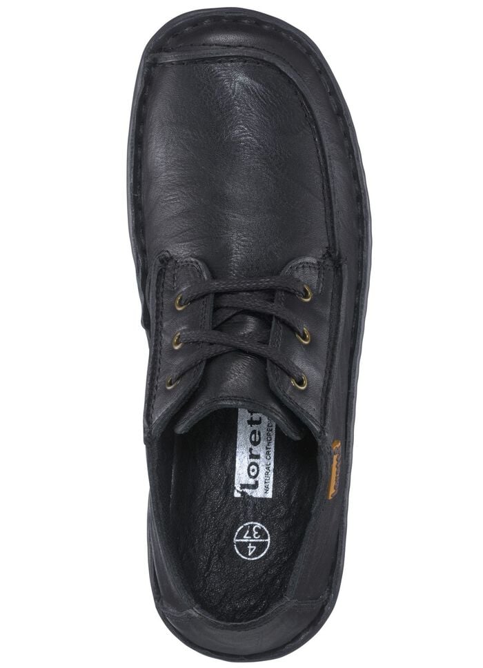 Schn&uuml;rschuh aus Nappaleder mit Knitter-Struktur SCHWARZ