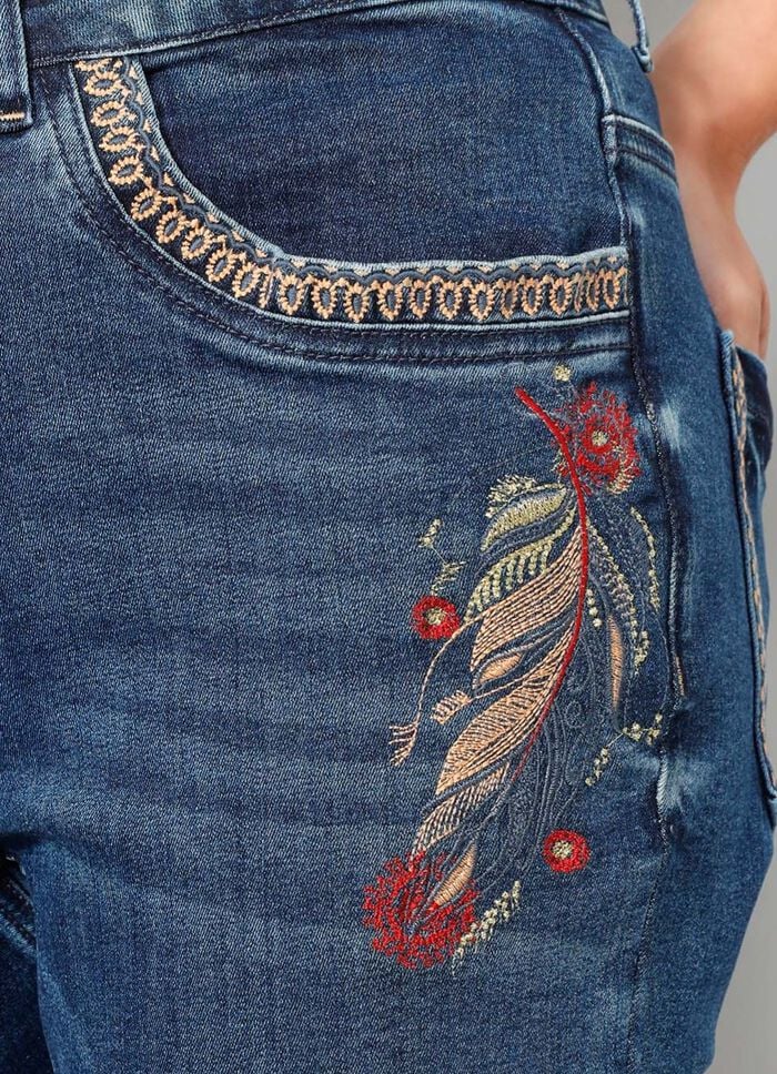 Jeans mit sch&ouml;ner Stickerei im Ethno-Stil 