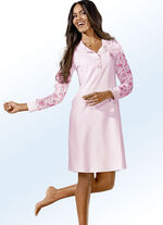 Zweierpack Nachthemden mit Knopfleiste und B&uuml;ndchenabschl&uuml;ssen 1X BLEU-BUNT, 1X ROS&Eacute;-BUNT