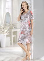 Knielanges Nachthemd mit Knopfleiste und kurzen Ärmeln  