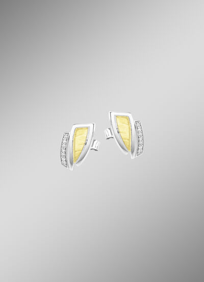 Moderne Ohrstecker in Bicolor mit Zirkonia 
