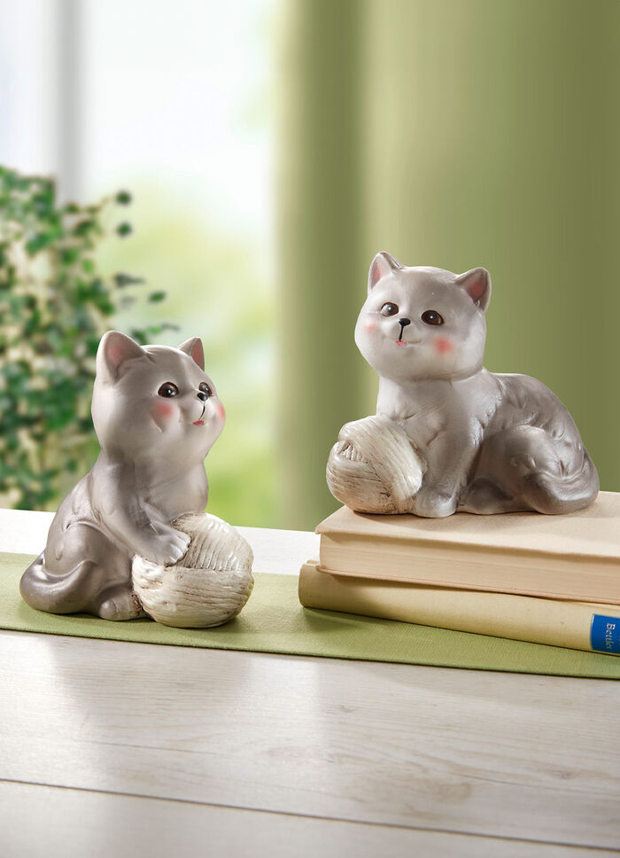 Katzen mit Wollknäuel, 2er-Set 