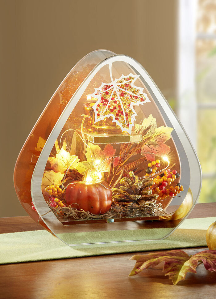 Beleuchteter Teelichthalter aus Glas 