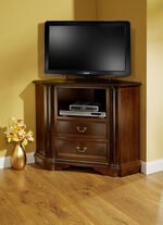 Teilmassive TV-Eck-Kommode mit Wurzelholzfurnier 