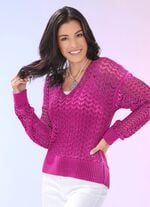 Pullover aus hochwertigem Glanzeffektgarn FUCHSIA MELIERT