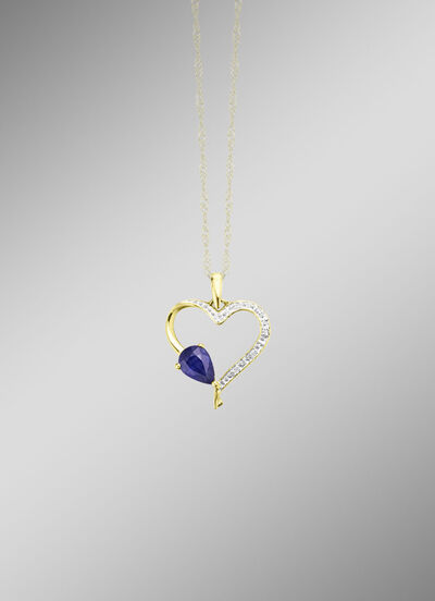 Anh&auml;nger in Herzform mit echt Safir 