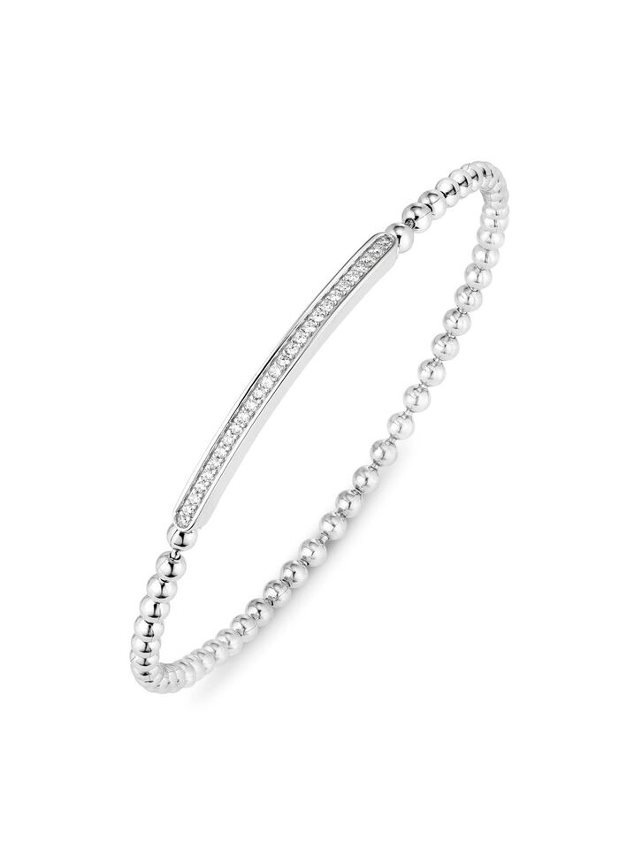 Kugelketten-Armband aus Silber 925/- fein mit synth. Zirkonia 