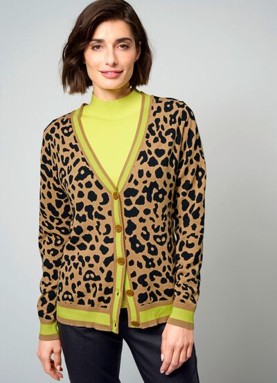 Strickjacke mit Tierfell-Optik 